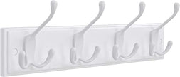 Wandkapstok – 4 drievoudige haken – Wit