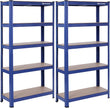 Opbergrekken – Set van 2 – 5 verstelbare planken – Blauw