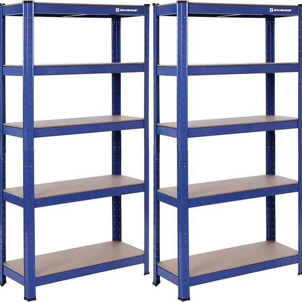 Opbergrekken – Set van 2 – 5 verstelbare planken – Blauw