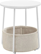 Ronde bijzettafel - Met stoffen mand - Metalen frame - Blauw