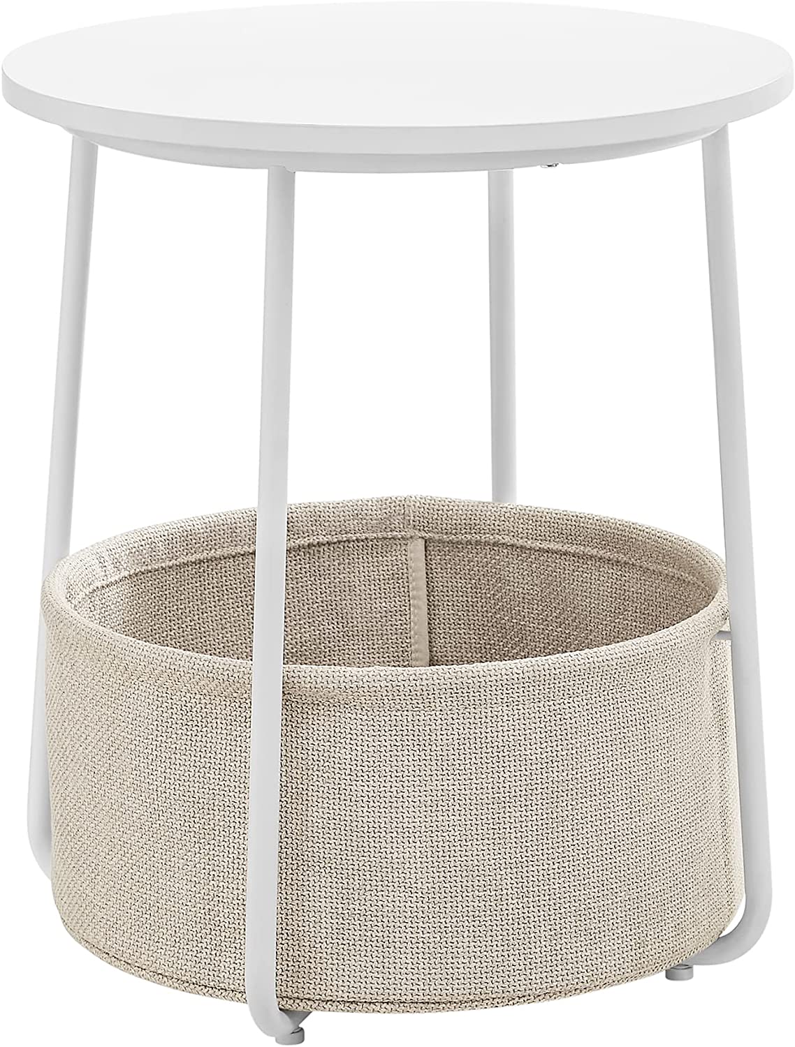 Ronde bijzettafel - Met stoffen mand - Metalen frame - Blauw