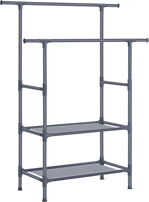 Kledingrek – 2 kledingstangen en 2 planken – Wit