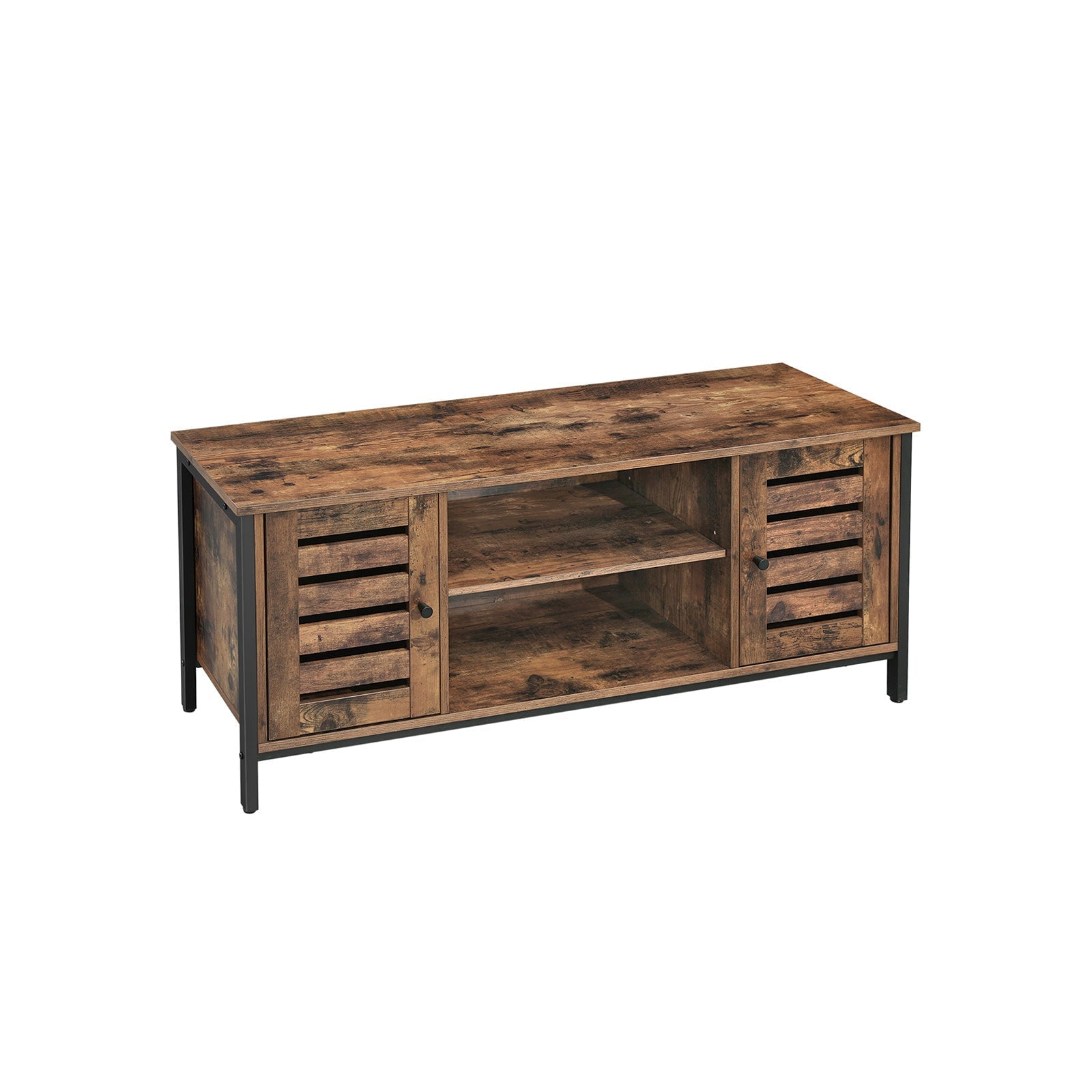 TV-meubel - Salontafel - Met 2 kasten en 2 planken - Donkerbruin