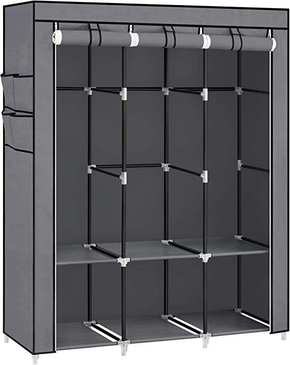 Kledingkast – Oprolbare deur – 2 hangvakken – Grijs