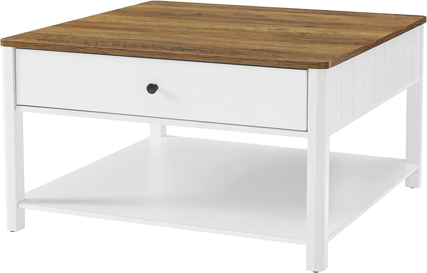 Salontafel – Met 2 grote laden – Walnootbruin en wit