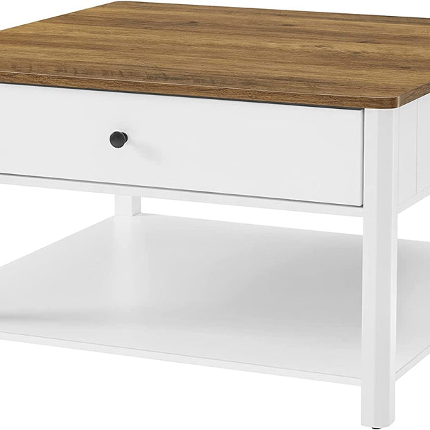 Salontafel – Met 2 grote laden – Walnootbruin en wit