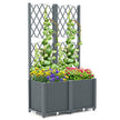 Blomlåda – med spaljé Växtlåda för klätterväxter – 80 x 40 x 140 cm – Grå