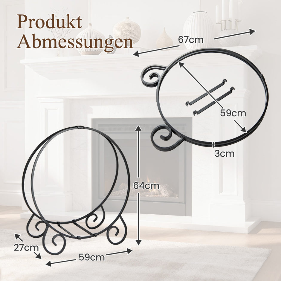Vedställ – hopfällbart för inomhus och utomhus robust metall – 59 cm – Svart
