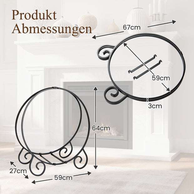 Vedställ – hopfällbart för inomhus och utomhus robust metall – 59 cm – Svart