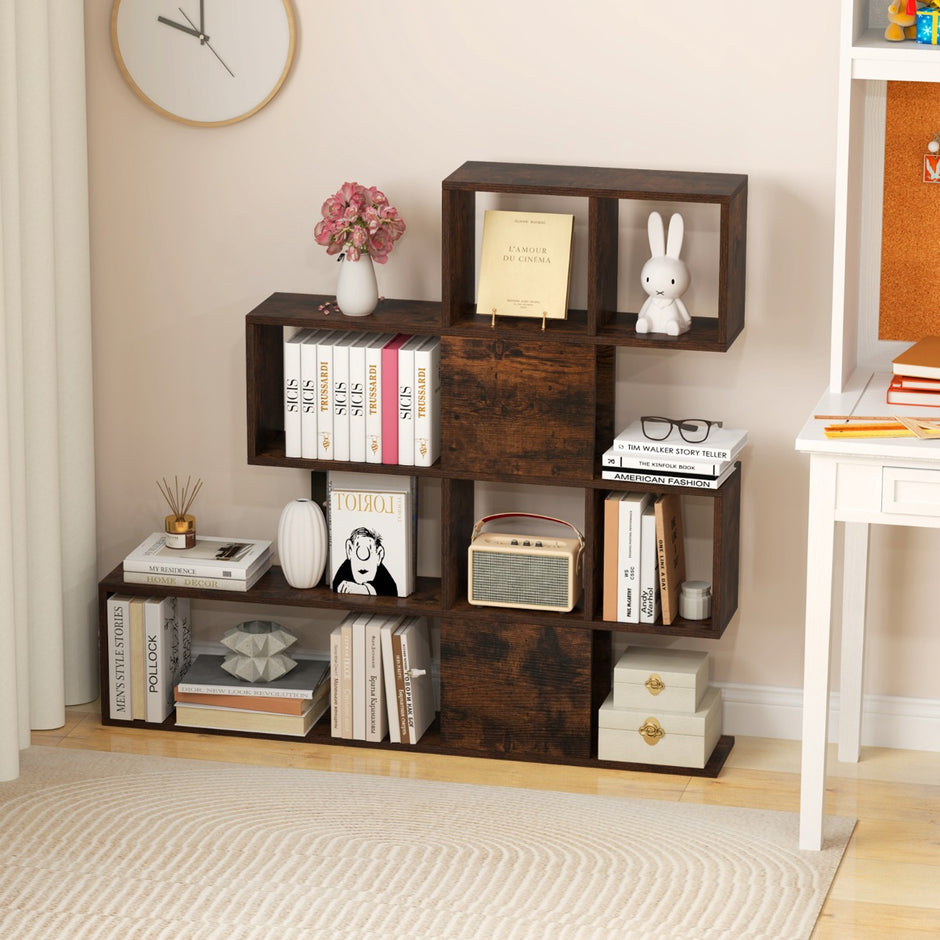 Modern – skiktig Rumdelare i Stegsstil av Trä för Böcker – 5 120 x 19,5 x 109 cm – Brun