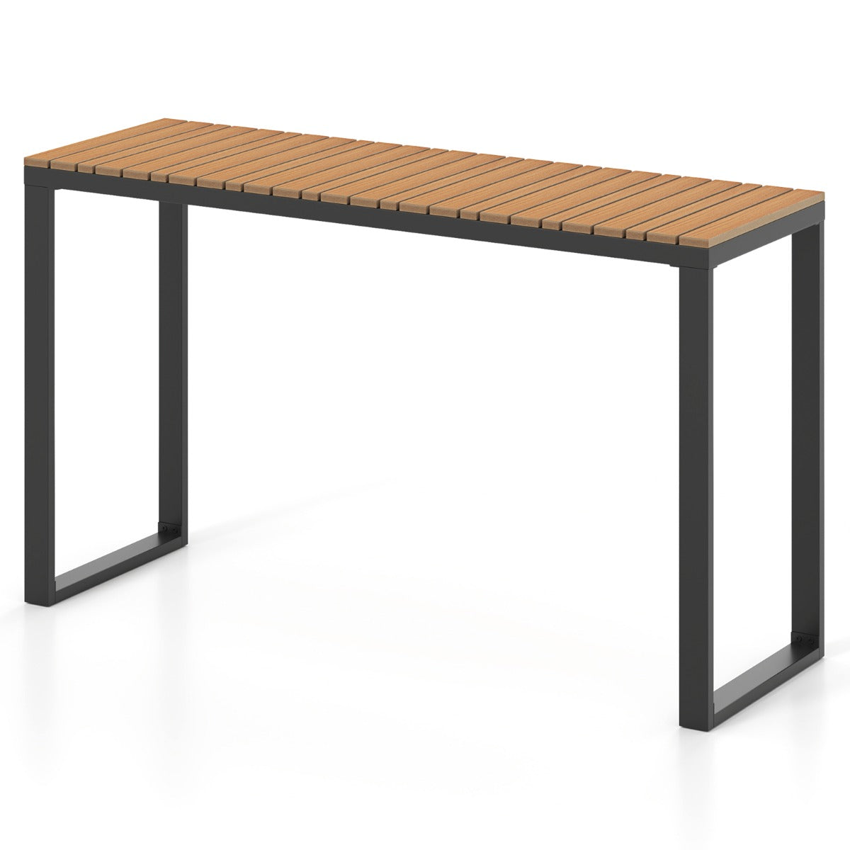 Väderbeständig – trädgårdsbord med WPC bordsskiva och metallram terrassbord balkongbord – Brun