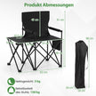 Fällbar – campingstol pack Klappstol med sidobord, mugghållare och sidoficka – 2 – Svart