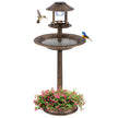 Fågelbad – med solarlampa och blomkruka fågelmatare fågelmatstation mat dispenser – Brons