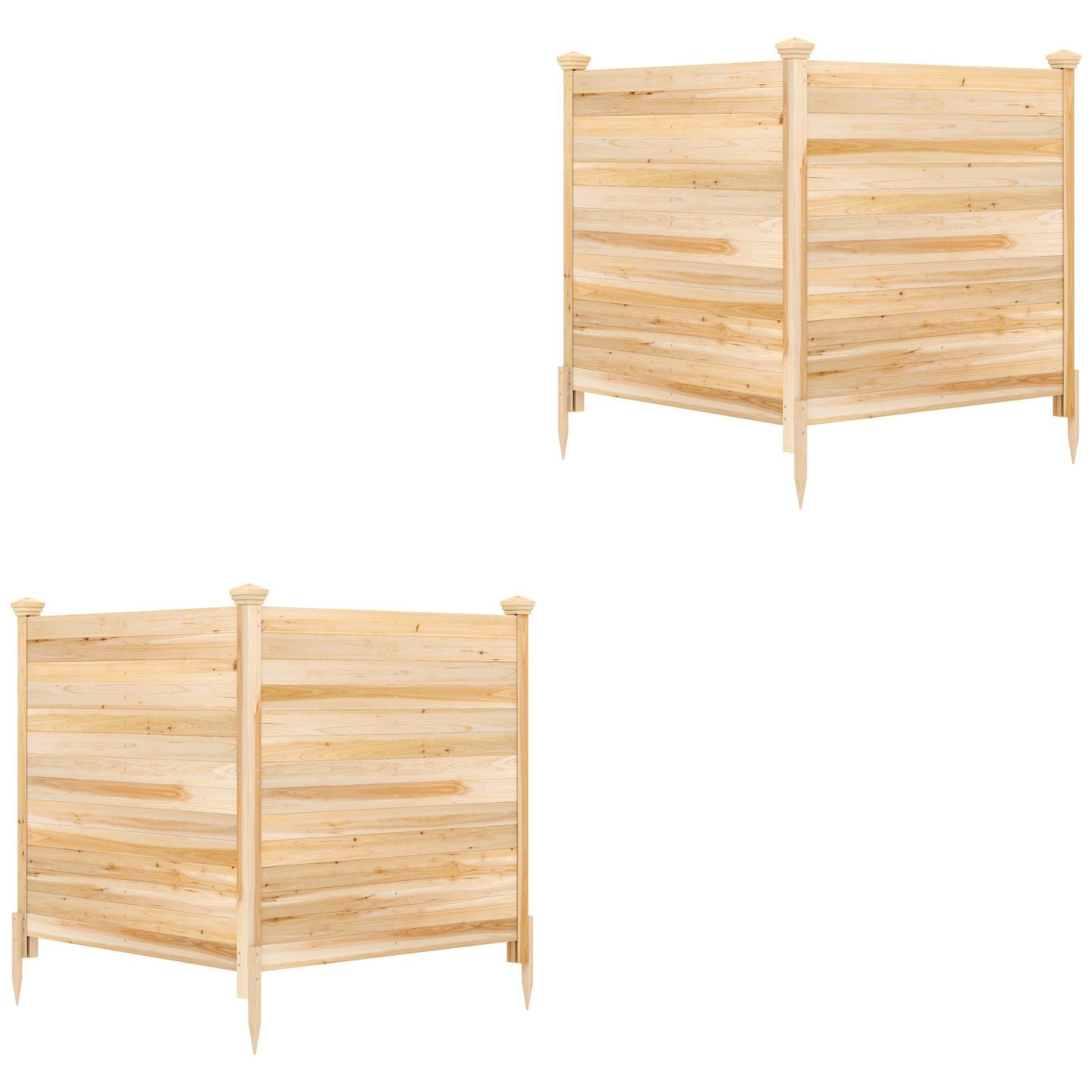 Pack – Tvådelad skyddshäck trädgårdshäck av gran utomhus trähäck med tre stolpar naturfärg – 2 119 x 119 cm – Natur