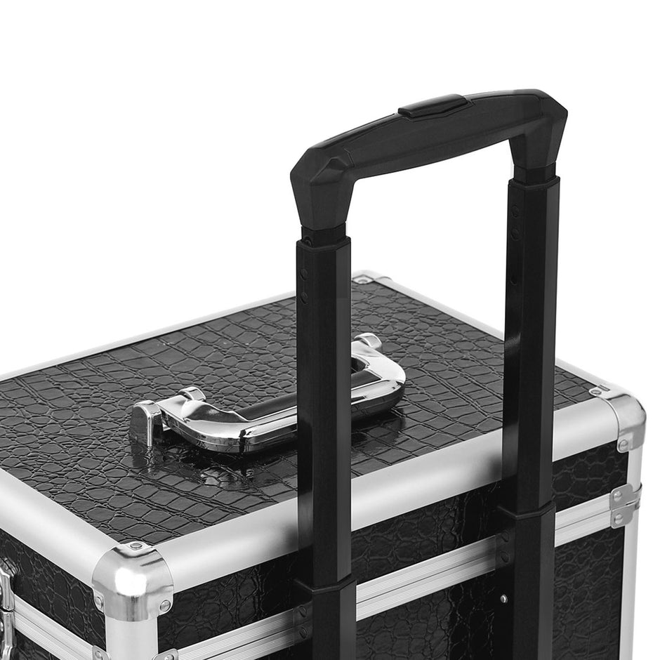 Cosmetische trolley – 2-in-1 – zwart krokodilpatroon