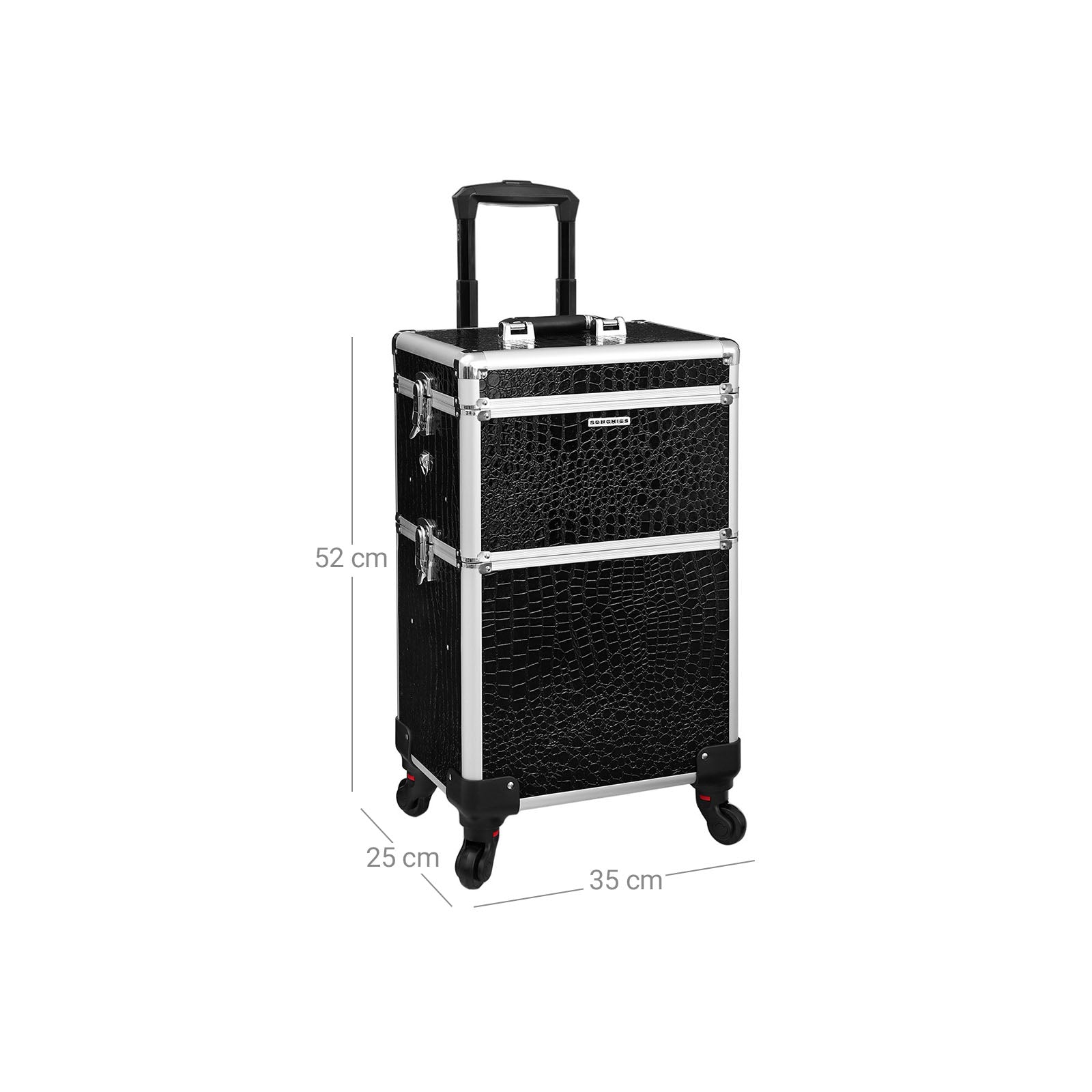 Cosmetische trolley – 2-in-1 – zwart krokodilpatroon