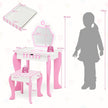 Sminkbord – och pallset för barn med spegel låda – 49 x 34 x 86,5 cm – Rosa