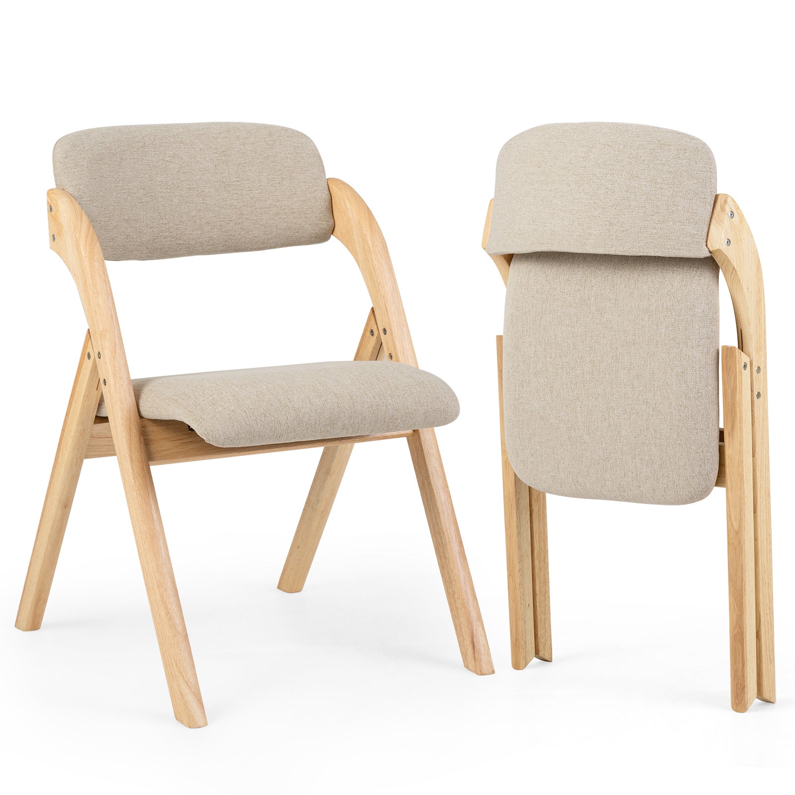 delad – hopfällbar stol i trä med stoppad sits och andningsbara linnédynor, – 2 61 x 53 x 81 cm
