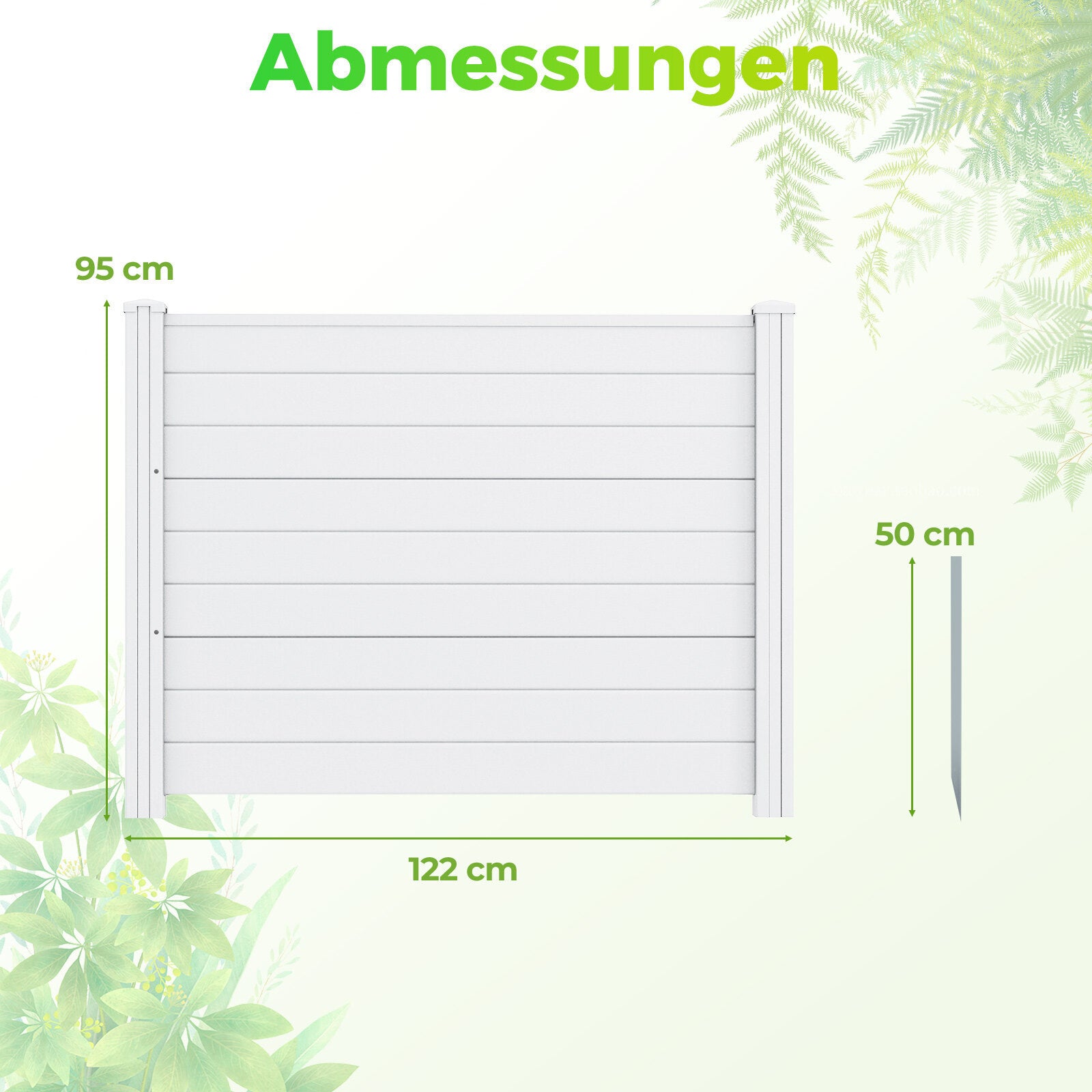 2‑pack – insynsskyddsstaket, trädgårdsstaket med paneler, väderbeständigt lamellstaket stolpar Vitt – 2 3