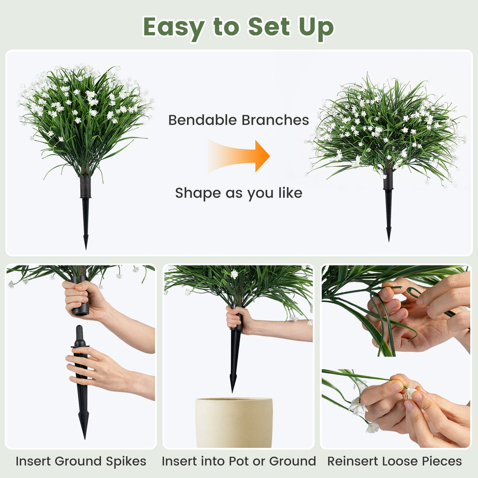 2‑pack – konstblommor med jordspett, konstlökgräs kamelior – 20 cm 70 cm