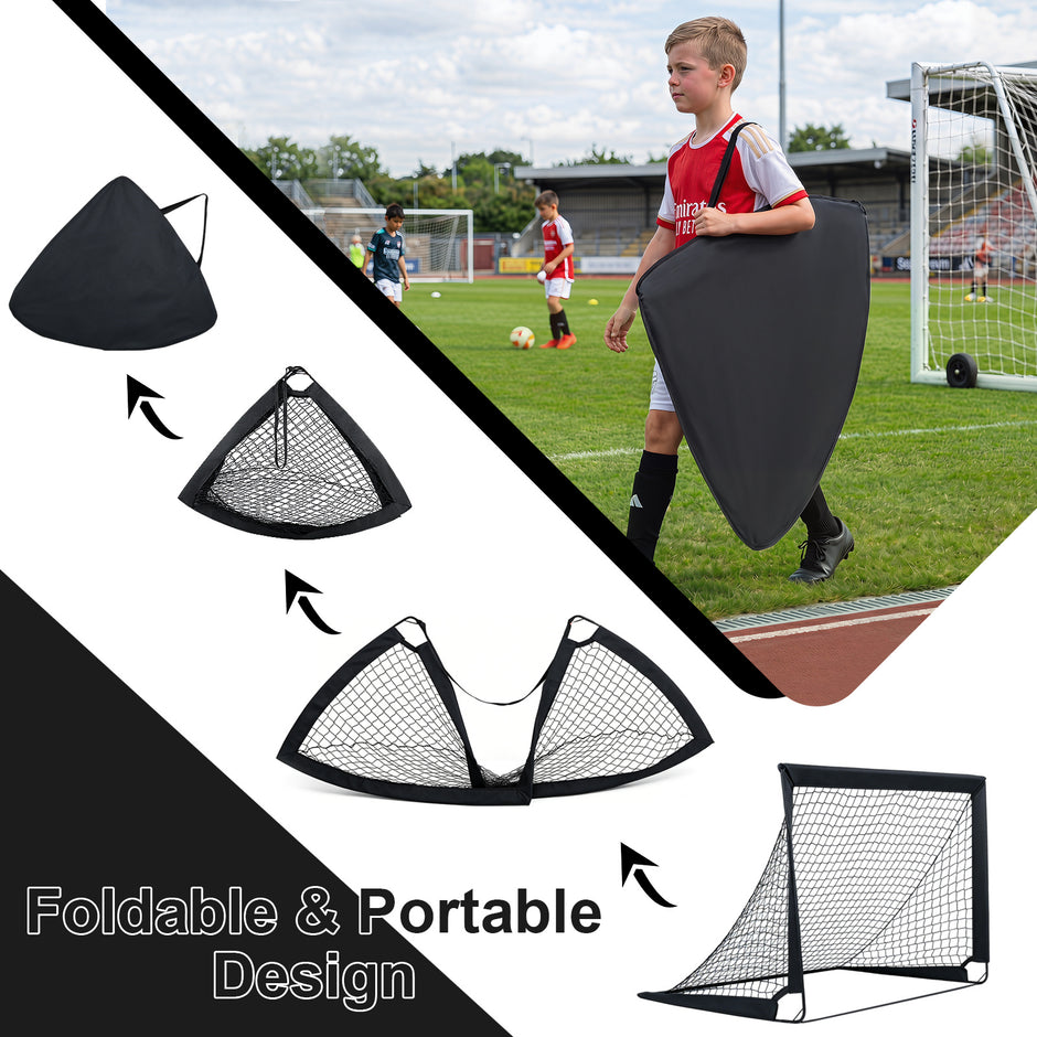 2‑pack – pop‑up fotbollsmål för barn med glasfiberrör och metallkopplingar – 120 x 90 x 92 cm