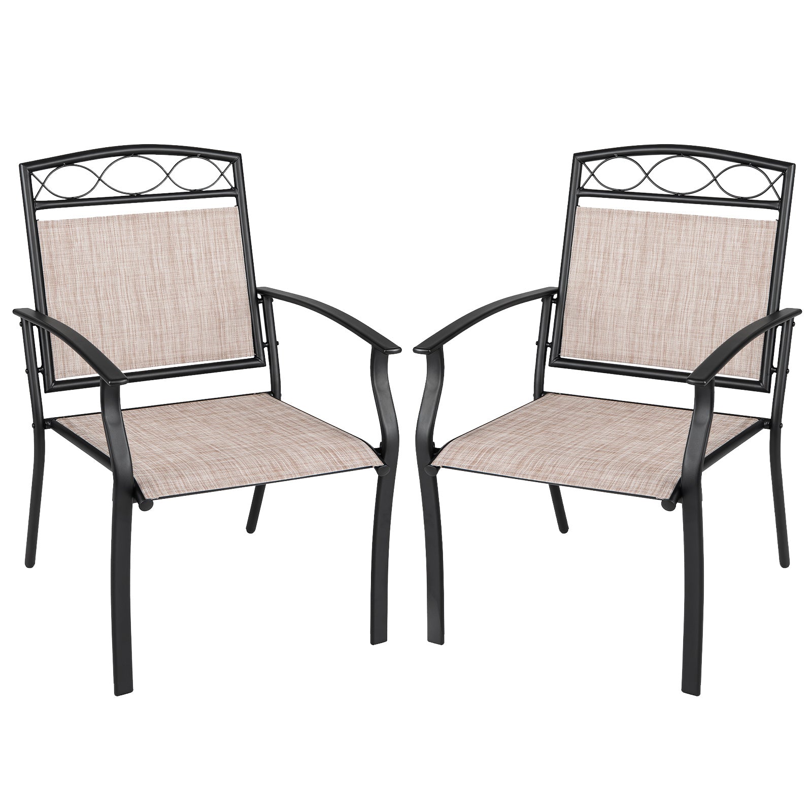2‑pack – trädgårdsstolar, väderbeständiga terrassstolar av andningsbart tyg med bred sittyta