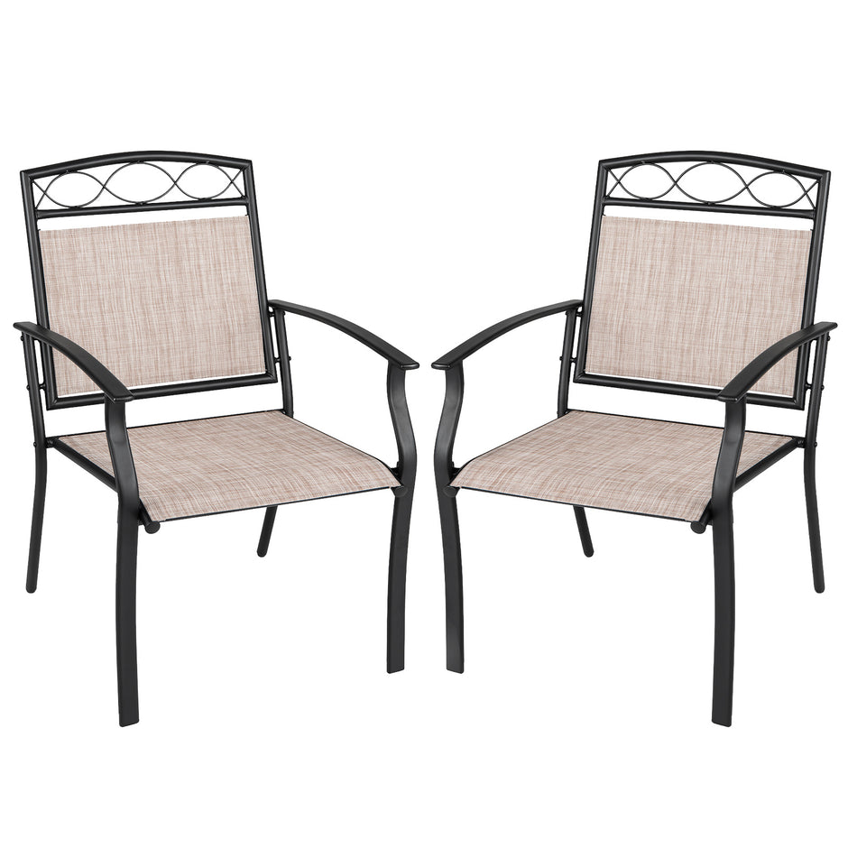2‑pack – trädgårdsstolar, väderbeständiga terrassstolar av andningsbart tyg med bred sittyta