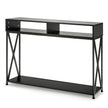 Konsolbord – med öppen hylla och stålstomme – 120 x 23 x 79 cm – Svart