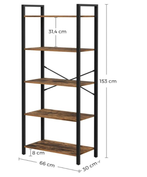 Boekenkast - Industrieel opbergrek - Bruin/Zwart
