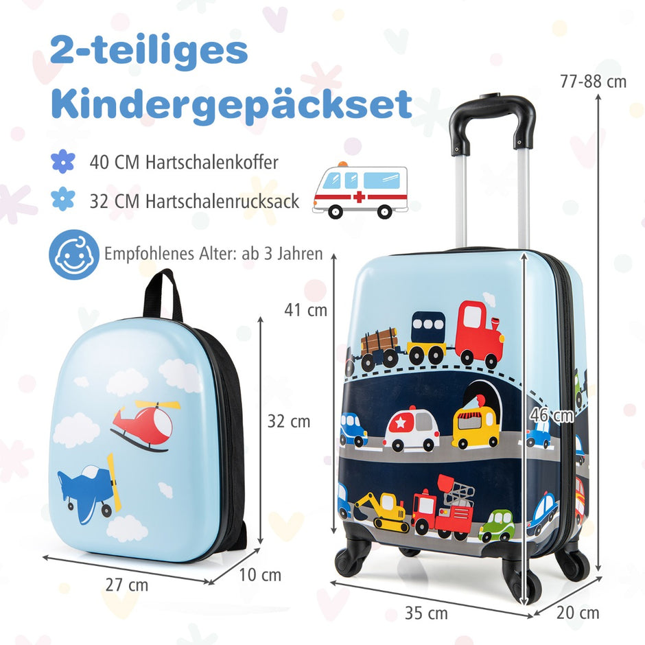 delat – barnresväska set barnbagage med hjul 17