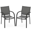 Staplingsbara – trädgårdsstolar pack Stapelstolar i Textilene och metallram Terrassstolar med armstöd – 2 61 x 58 x 85 cm – Grå