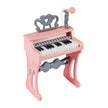 Mini – tangentbord med pall och notställ mikrofon elektriskt piano – 25 – Rosa