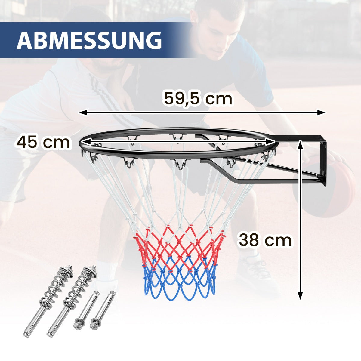 Inomhusbasketkorg – med ring och nät Mini för – Ø 45 cm – Svart