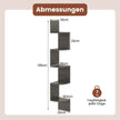 vånings – Hängande Hörnhylla Svävande Bokhylla Väggmonterad – 5 – Grå