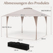 Pop – Up paviljong med dubbelt tak och metallram Höj sänkbart – 4 x 4 m – Khaki