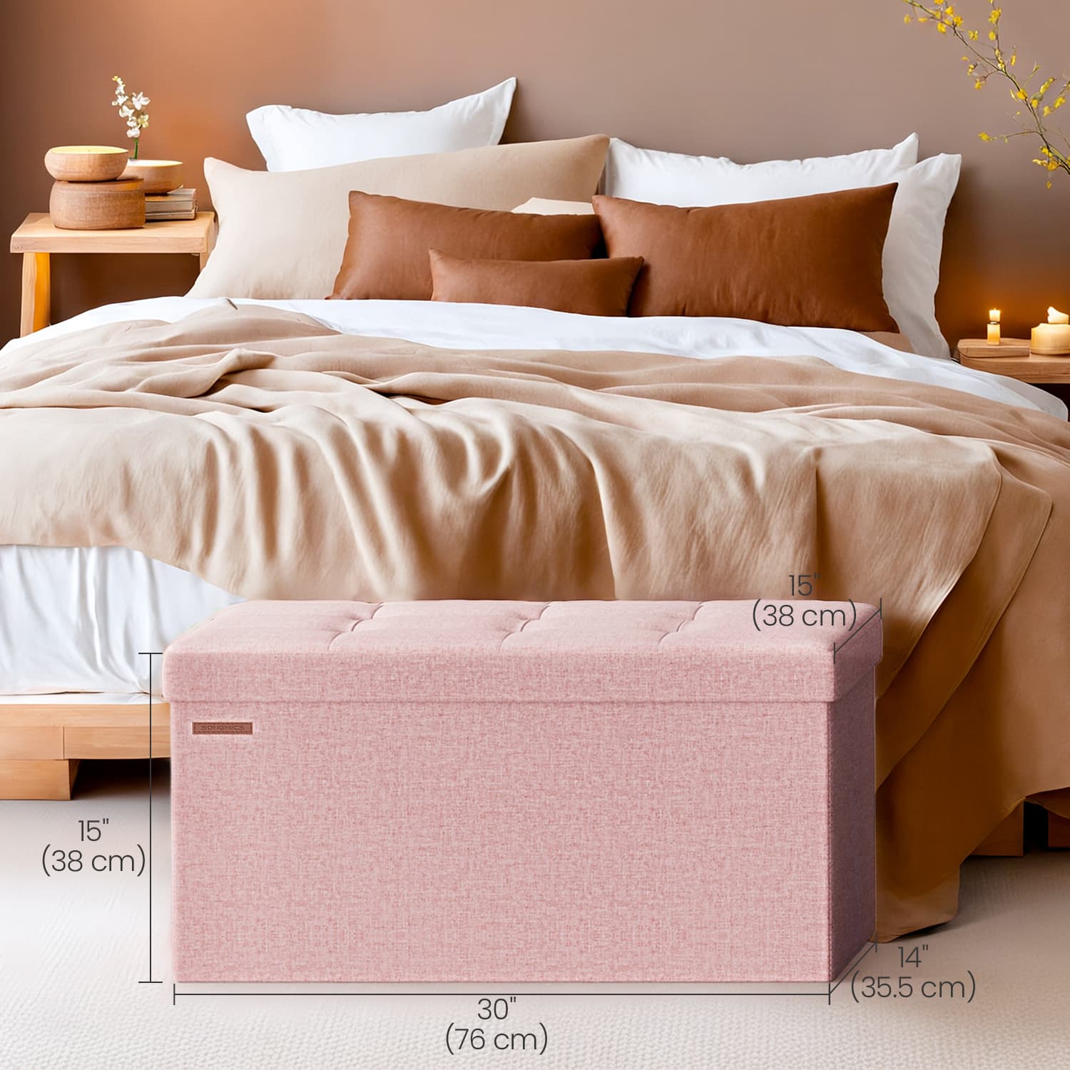 Bank met Opbergruimte – 38 x 76 x 38 cm – Zitkist – Bedbank
