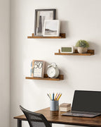 Wandplank Set van 3 – Zwevend en decoratief – Vintage bruin