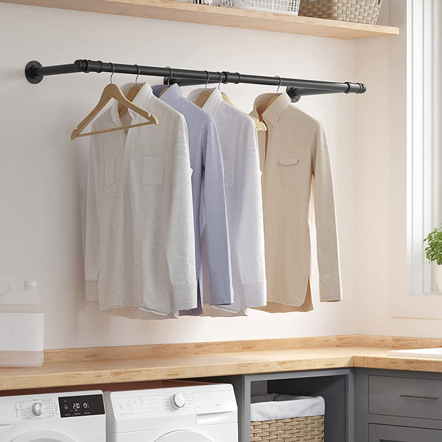 Kledingstang – wandgarderobe – staal – zwart