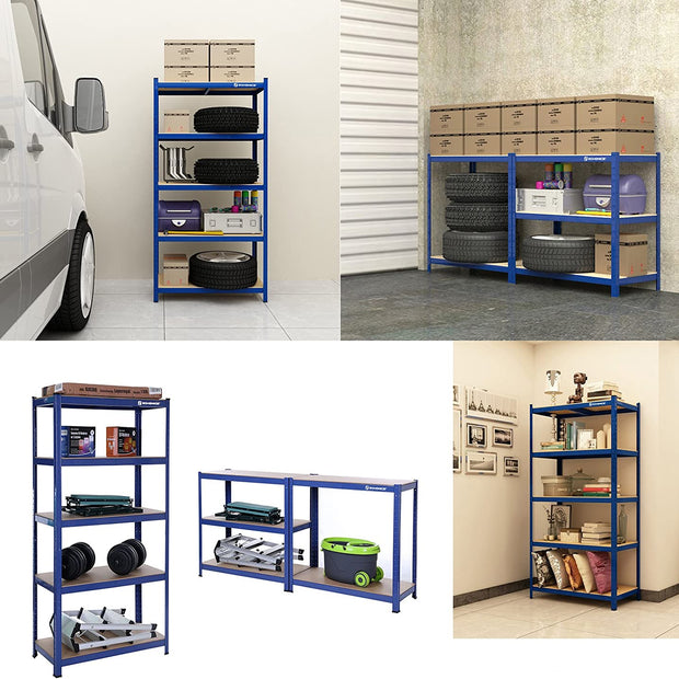 Opbergrekken – Set van 2 – 5 verstelbare planken – Blauw