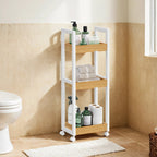 Badkamer trolley – bamboe – wit-natuurlijke kleuren