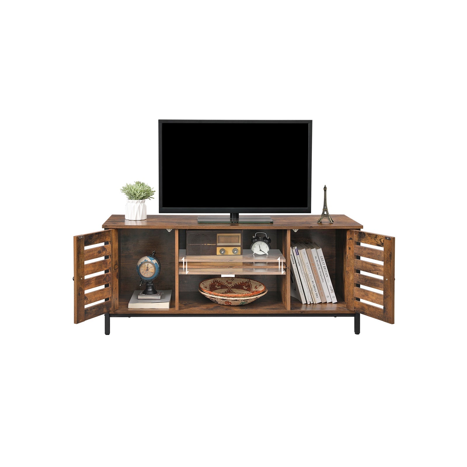 TV-meubel - Salontafel - Met 2 kasten en 2 planken - Donkerbruin