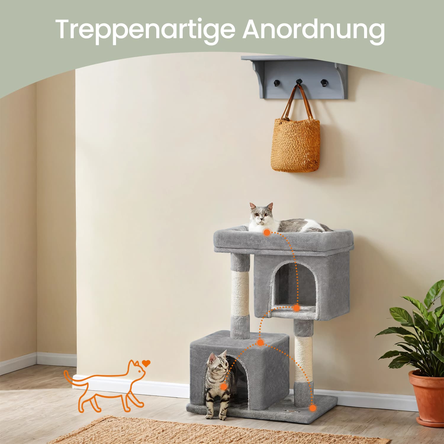 84 cm hoge krabpaal, krabpaal voor grote katten, groot uitkijkplatform
