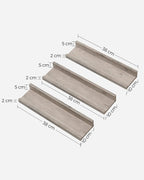 Wandplank Set van 3 – Zwevend en decoratief – Grijs