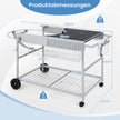 Grillvagn – med hjul, stor arbetsplatta, kryddhylla och papperskorg sidovagn grillbord – 4 – Svart