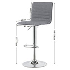 Barkrukken - Hoge stoelen - Set van 2 - Met rugleuning - Grijs