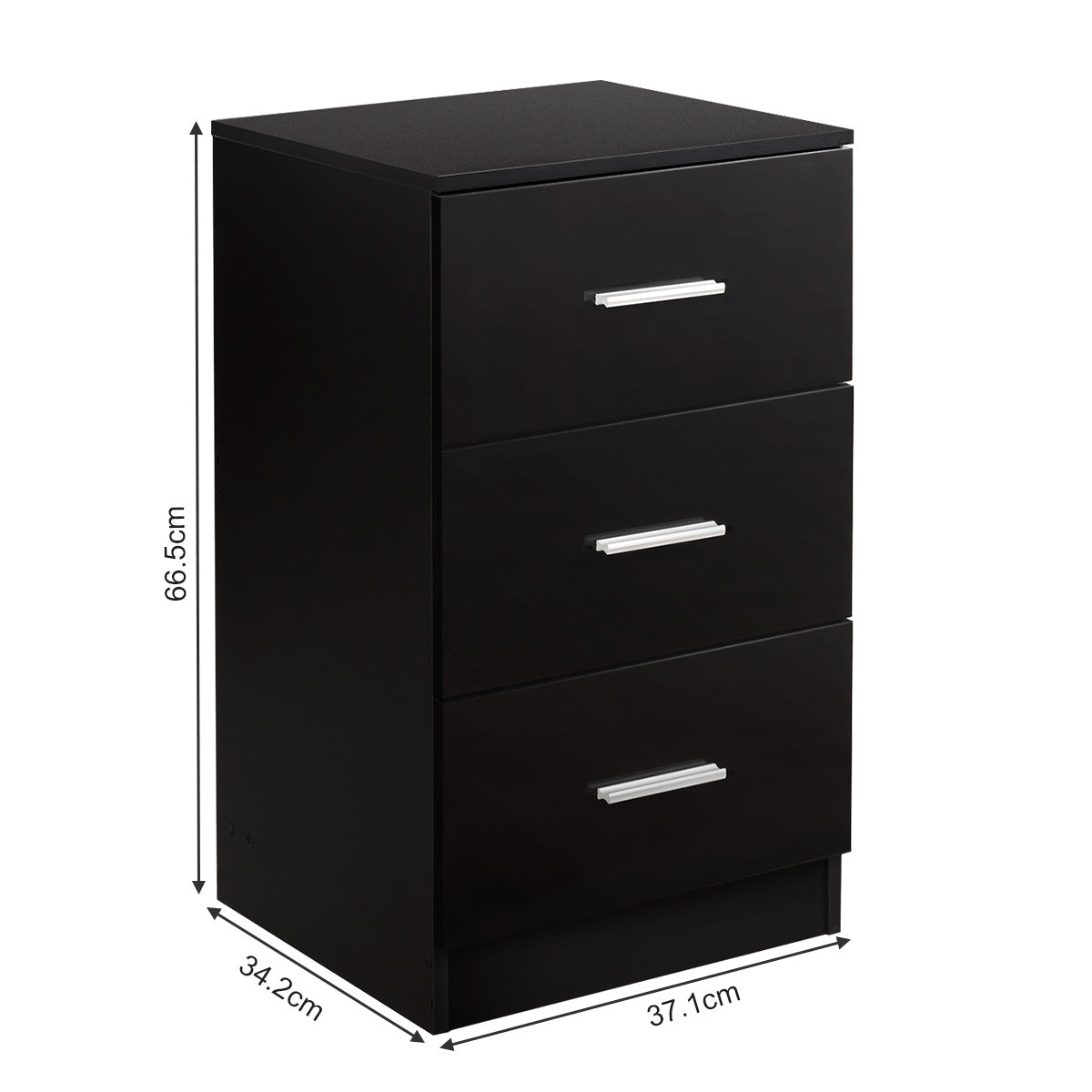 Set – med sängbord lådor kontorsskåp – 2 3 37 x 34 x 66,5 cm – Svart