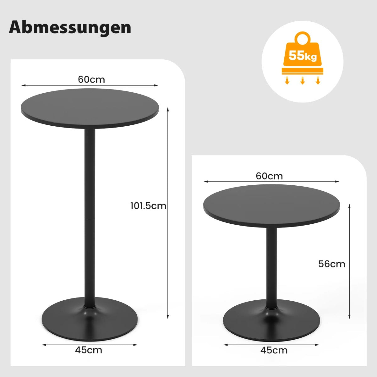 pack – ståbord i barbord och matbord Höj sänkbart bistrobord – 2 Ø 60 cm 2 1 – Svart