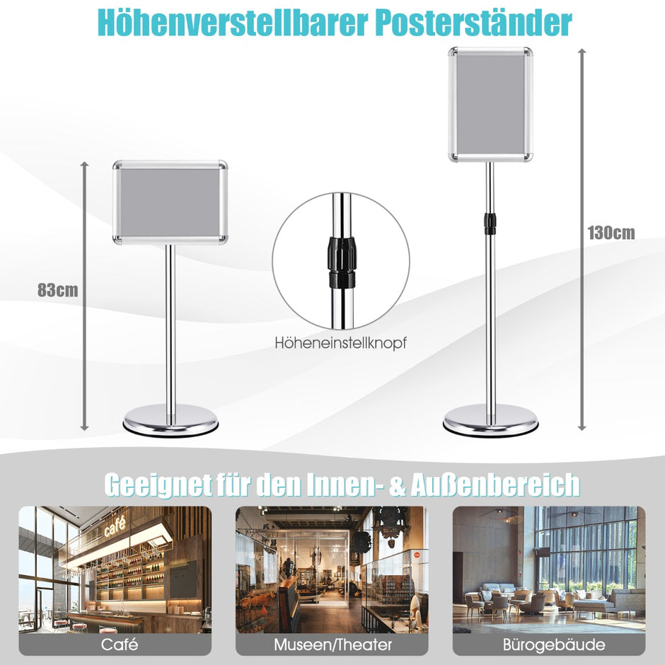 pack – Höjdjusterbar A4 informationsställare Roterbar plakatställare Kundstopper – 2 – Silver