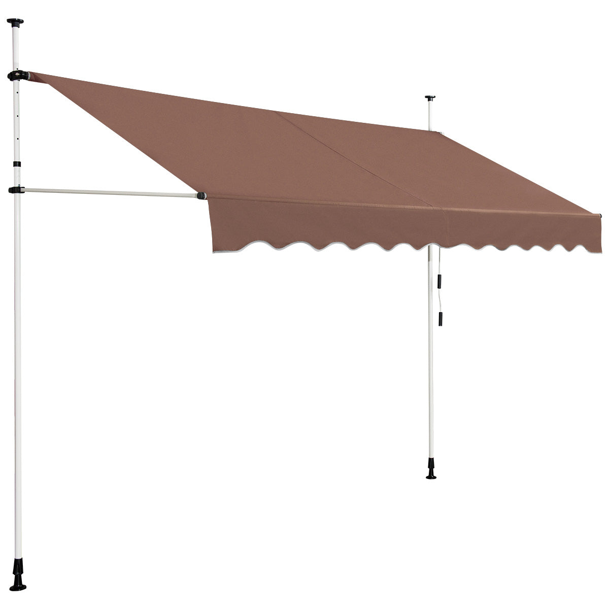 Klemmmarkis – bred balkongmarkis utan borrning UV beständig höjdjusterbar – 300 cm – Brun