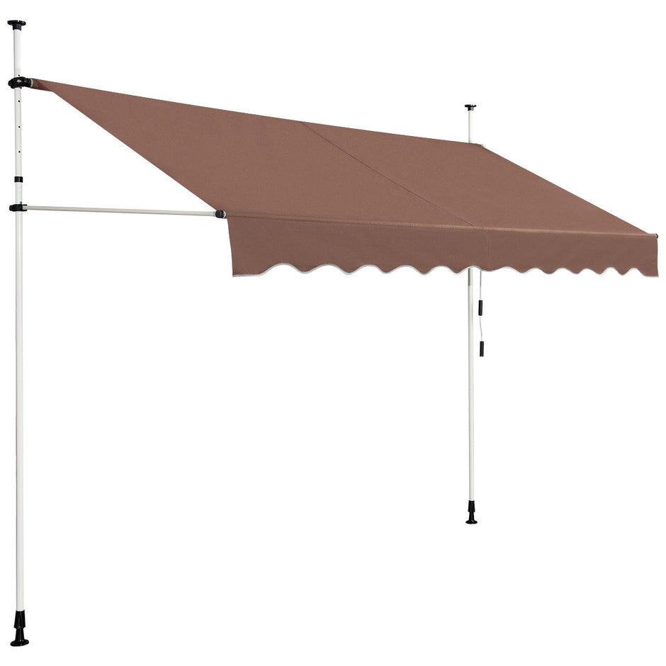 Klemmmarkis – bred balkongmarkis utan borrning UV beständig höjdjusterbar – 300 cm – Brun